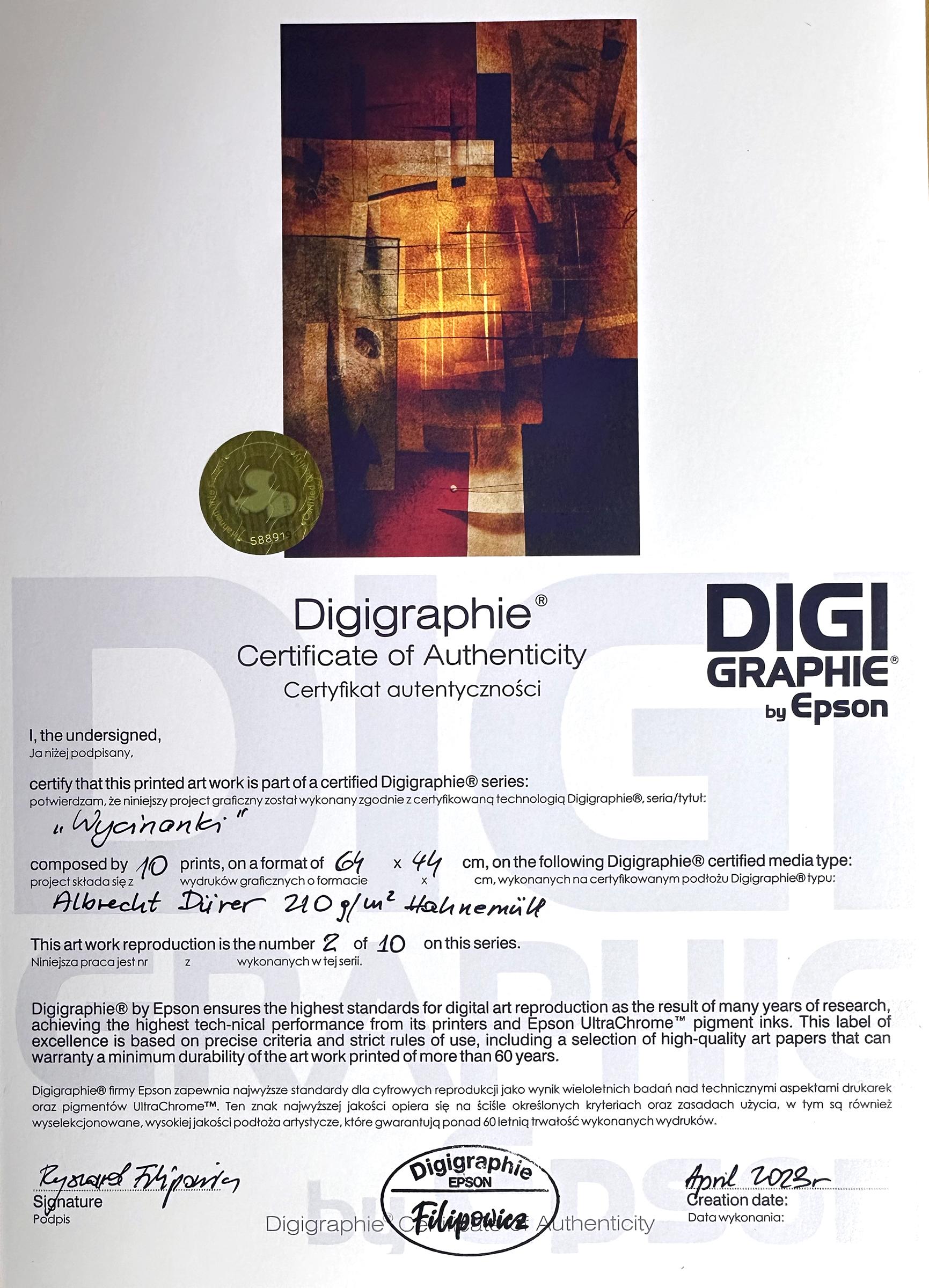 CERTFIKAT DIGIGRAPHIE WYCINANKI