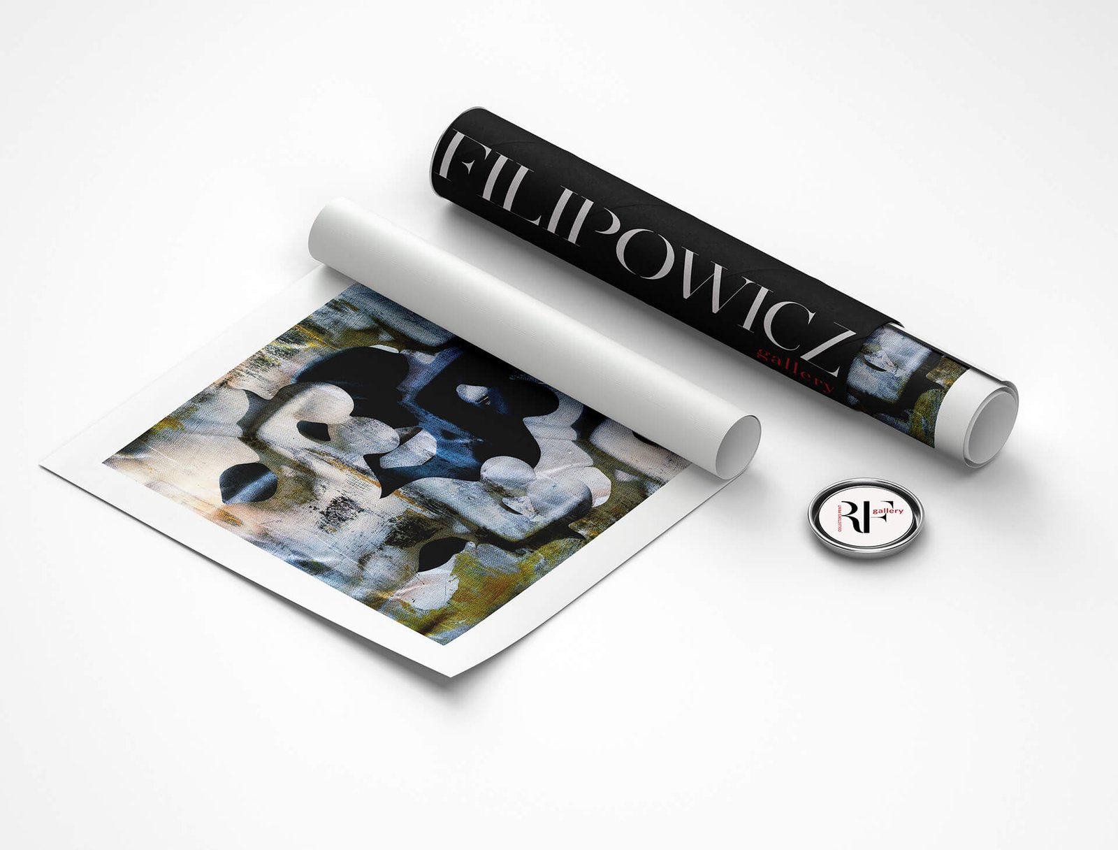 Ale mamy siebie by Ryszard Filipowicz, wydruk i tuba transportowa z logo