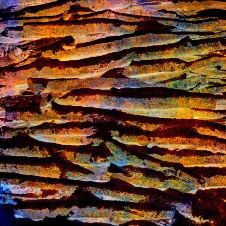 Ławica V - fotografika Poziome warstwowe pasy, o surowej strukturze w ciepłych brązowych kolorach.