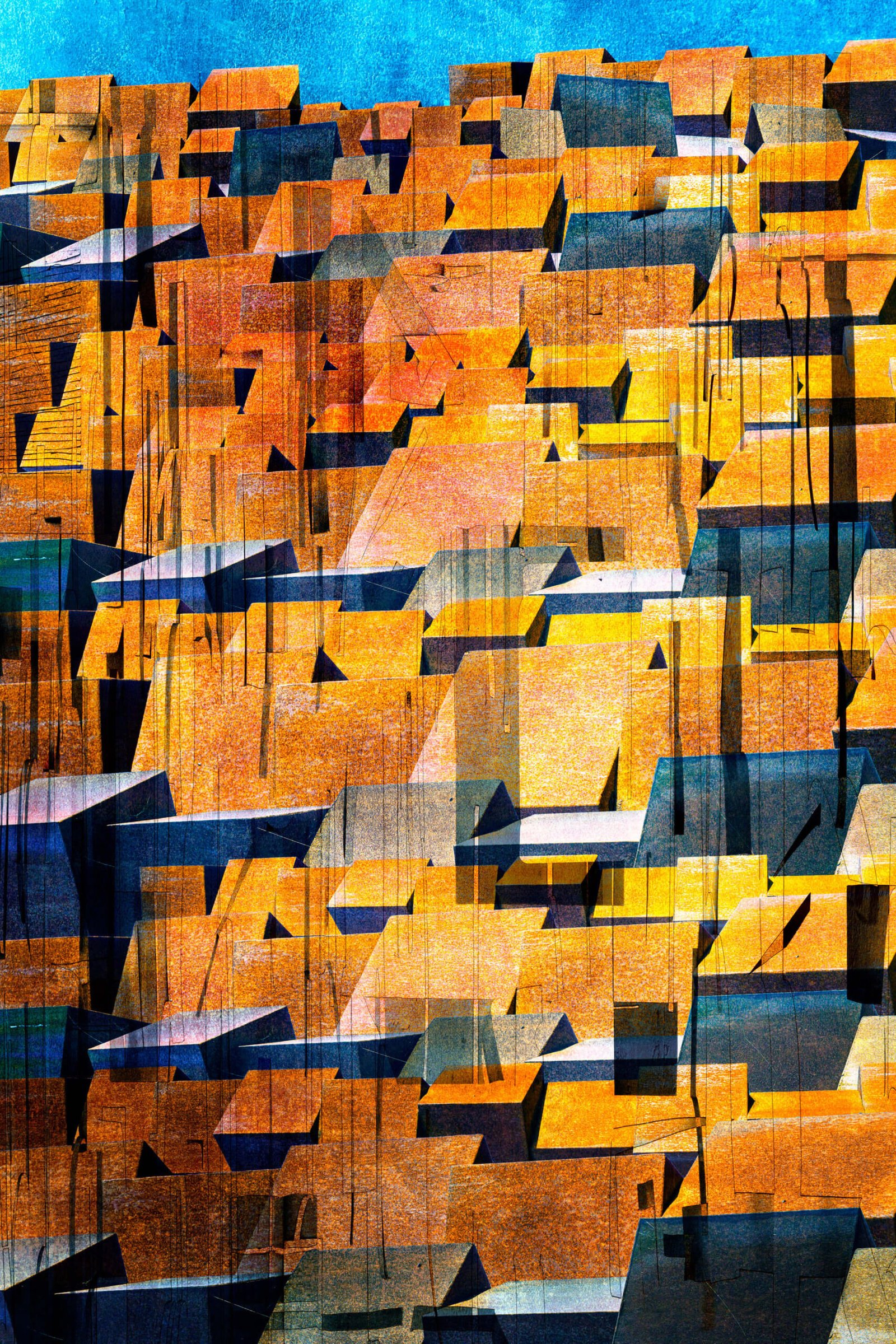 Roof of Siena - fotografika Abstrakcyjna, rytmiczna kompozycja przypominająca widok na miejskie dachy.