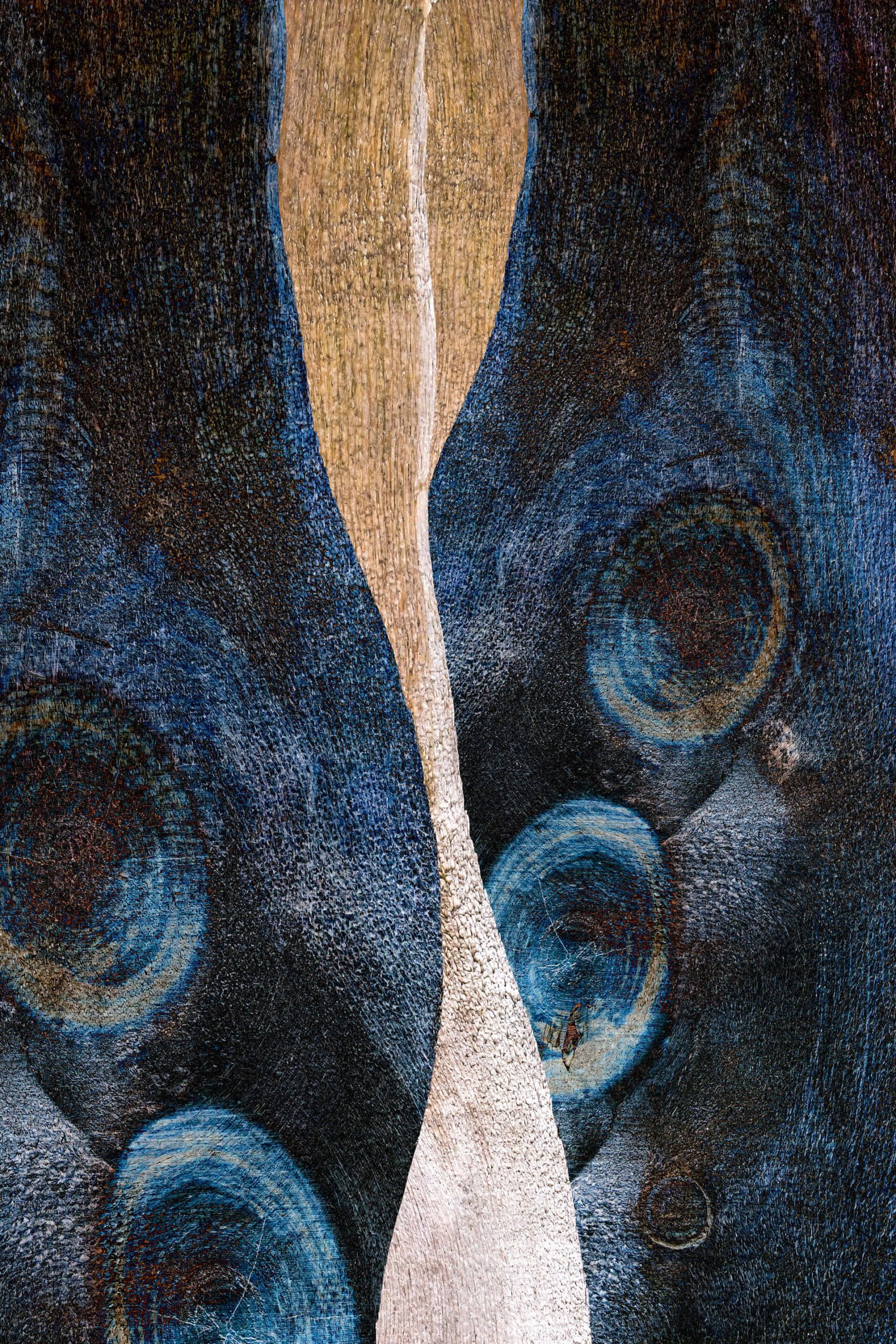 The wooden Modigliani - fotografika - Elegancka, wydłużona forma charakterystyczna dla portretów Modiglianiego odnaleziona w naturalnej strukturze drewna.