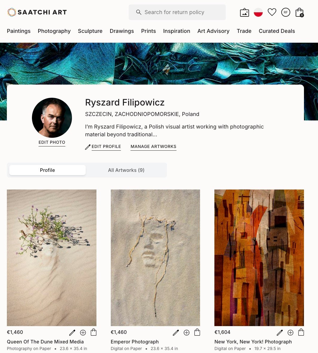 Saatchi, Etsy i reszta świata: jak wybrać platformę dla swojej sztuki? Strona tytułowa saatchi art